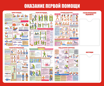 С17 Стенд оказание первой помощи (1200х1000мм, Пластик ПВХ 3 мм, Карманы, Прямая печать на пластик ) - Стенды - Стенды по первой медицинской помощи - ohrana.inoy.org